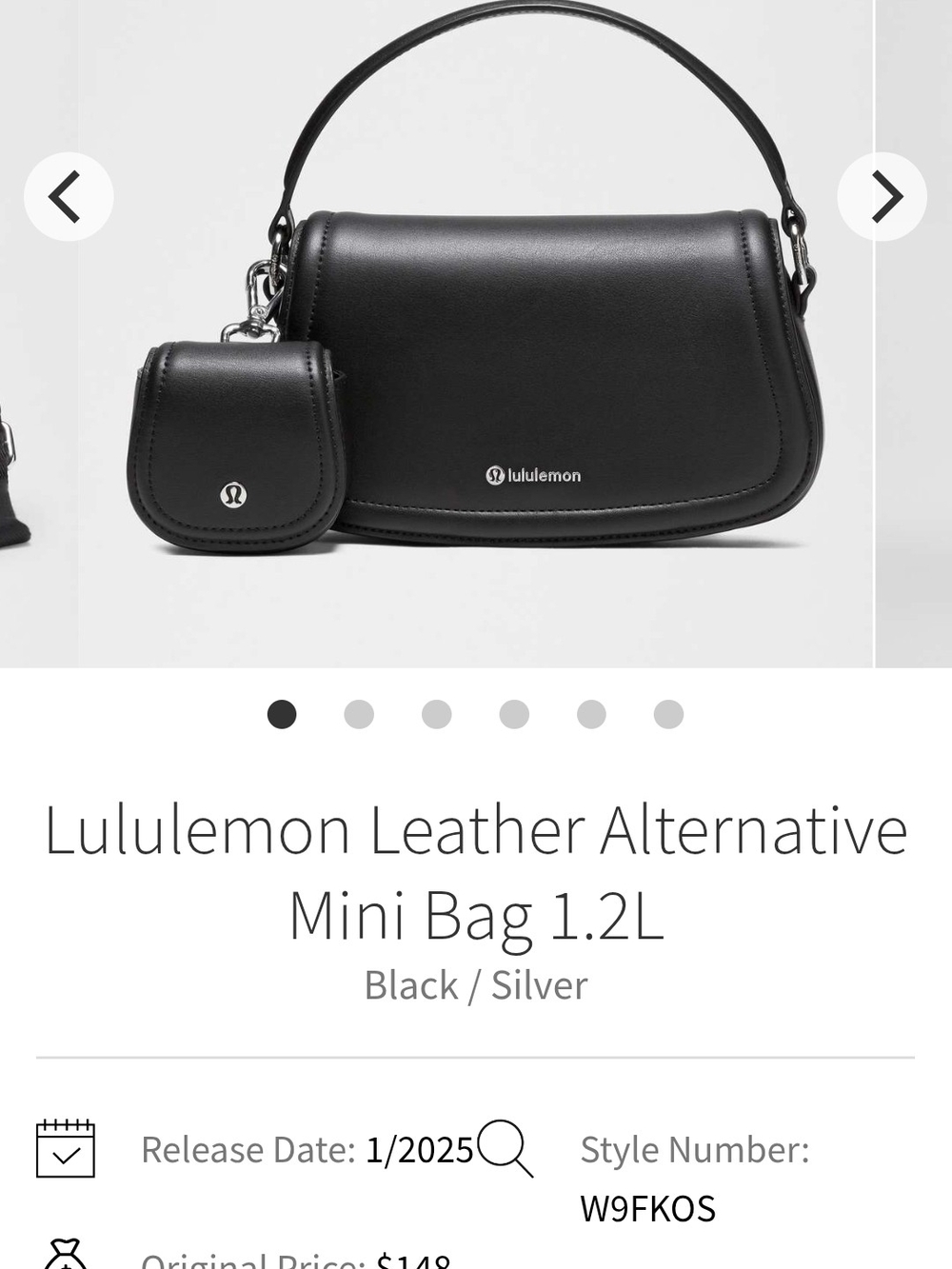 NWT lululemon Cactus Mini Bag 1.2L Black/Silver